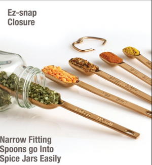 Measuring Spoons - Heavy Duty Narrow Copper Set of 6