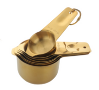 Measuring Cups - Heavy Duty Stainless Steel Gold Set of 7