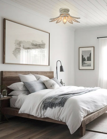 IVORY Natural FLORAL Ceiling Light Fixture