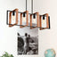Hanging Lights for Hall with Rustic Wood, 4-Light Fixture & Black Metal Design