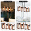 Hanging Lights for Hall with Rustic Wood, 4-Light Fixture & Black Metal Design